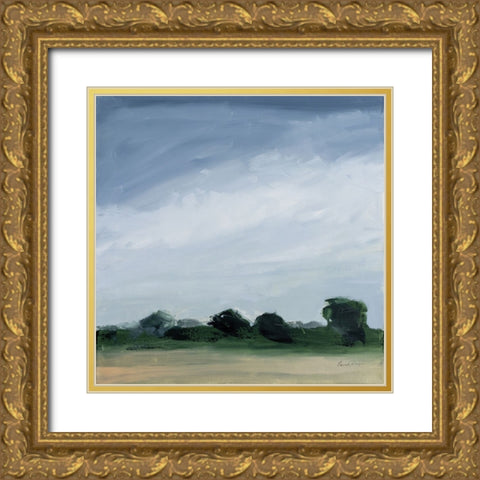 Gray Over Green Gold Ornate Wood Framed Art Print with Double Matting by Munger, Pamela