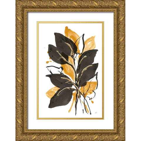 Amber Black and Gold II Gold Ornate Wood Framed Art Print with Double Matting by Paschke, Chris