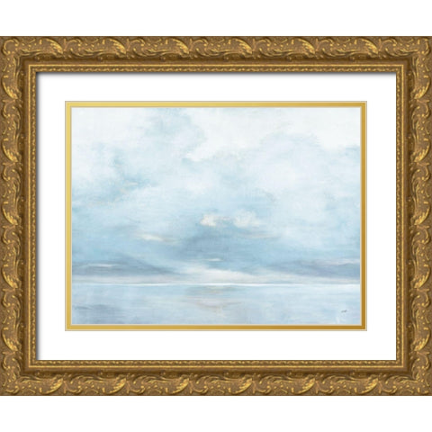 Glint on the Horizon Blue Gold Ornate Wood Framed Art Print with Double Matting by Purinton, Julia