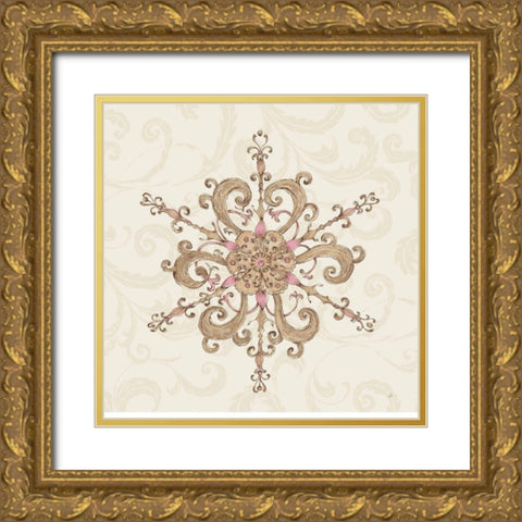 Elegant Season Snowflake IV Pink Gold Ornate Wood Framed Art Print with Double Matting by Brissonnet, Daphne