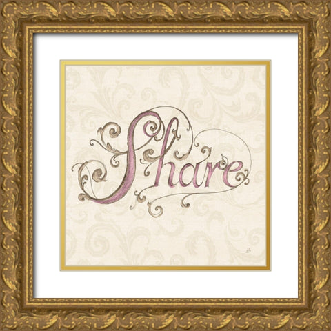 Elegant Season Share Pink Gold Ornate Wood Framed Art Print with Double Matting by Brissonnet, Daphne