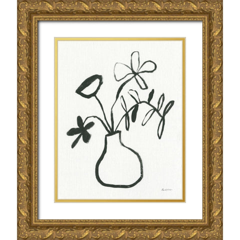 Floral Sketch I Gold Ornate Wood Framed Art Print with Double Matting by Munger, Pamela