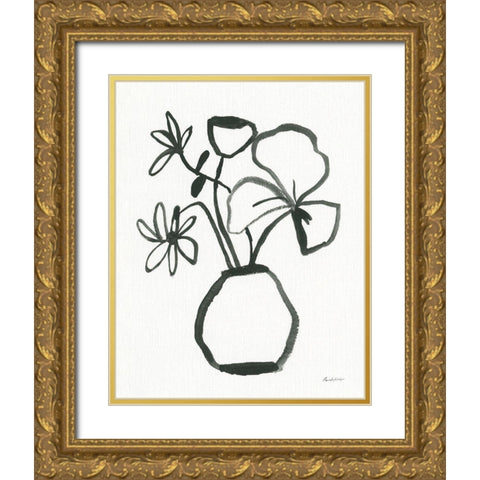 Floral Sketch II Gold Ornate Wood Framed Art Print with Double Matting by Munger, Pamela