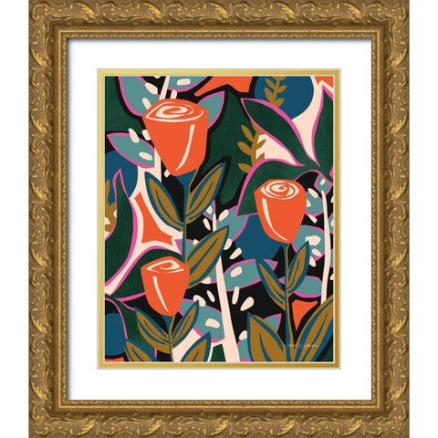 Tulips Gold Ornate Wood Framed Art Print with Double Matting by Gallagher, Megan