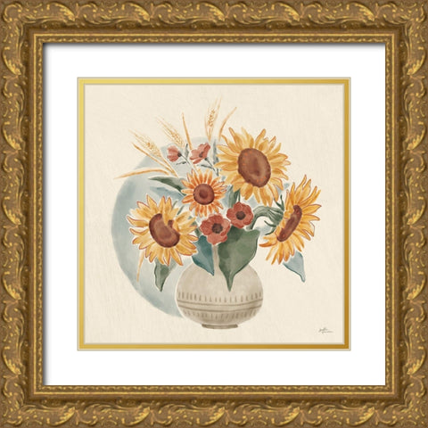 Sunflower Season IV Gold Ornate Wood Framed Art Print with Double Matting by Penner, Janelle