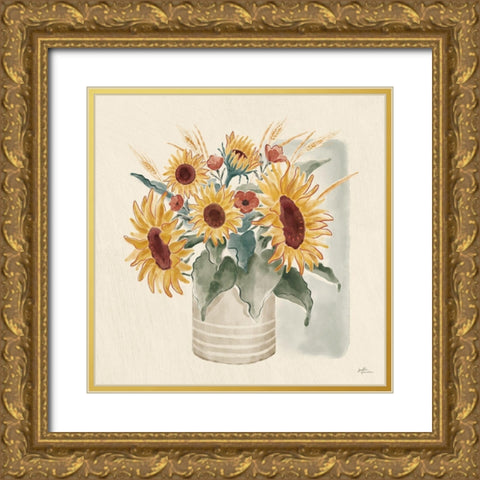 Sunflower Season V Gold Ornate Wood Framed Art Print with Double Matting by Penner, Janelle