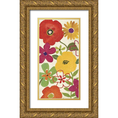 Watercolor Garden Panel I Gold Ornate Wood Framed Art Print with Double Matting by Pela Studio