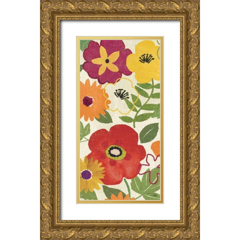 Watercolor Garden Panel II Gold Ornate Wood Framed Art Print with Double Matting by Pela Studio
