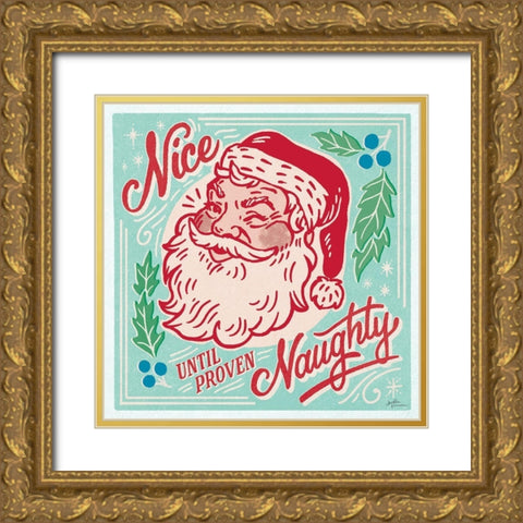 Naughty and Nice II Bright Gold Ornate Wood Framed Art Print with Double Matting by Penner, Janelle