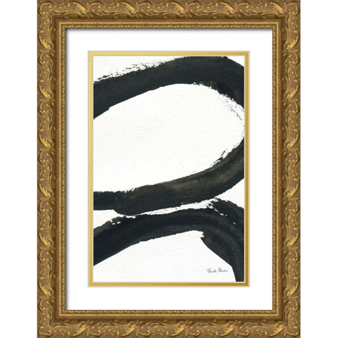 Inky I Gold Ornate Wood Framed Art Print with Double Matting by Zaman, Farida