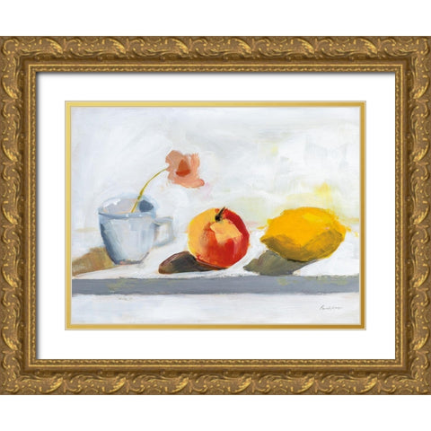 Lemon Apple Cup Gold Ornate Wood Framed Art Print with Double Matting by Munger, Pamela