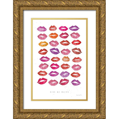 Kiss Me Quick Gold Ornate Wood Framed Art Print with Double Matting by Charro, Mercedes Lopez