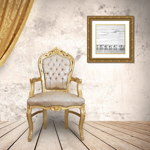 A Day At The Beach BW Crop Gold Ornate Wood Framed Art Print with Double Matting by Van Swearingen, Debra