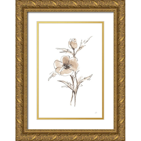Wash Anemone I Neutral Gold Ornate Wood Framed Art Print with Double Matting by Paschke, Chris