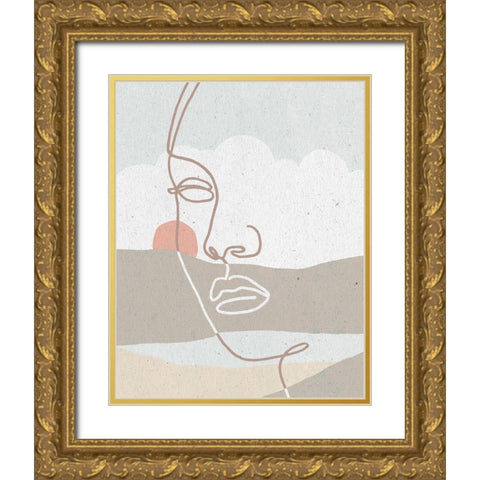 Mykonos II Neutral Gold Ornate Wood Framed Art Print with Double Matting by Hershey, Moira