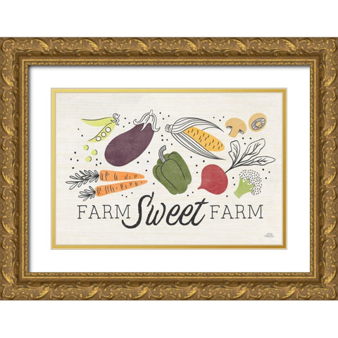 Garden Goodies I Cream Gold Ornate Wood Framed Art Print with Double Matting by Marshall, Laura