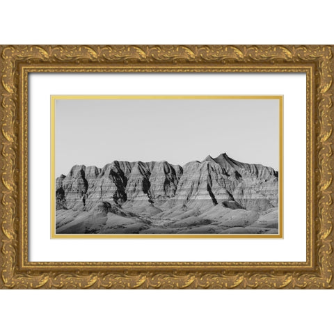 Badlands BW Gold Ornate Wood Framed Art Print with Double Matting by Larson, Nathan