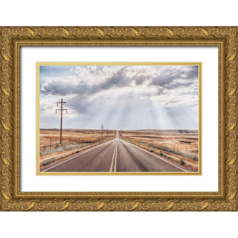 Montana Skies Gold Ornate Wood Framed Art Print with Double Matting by Larson, Nathan