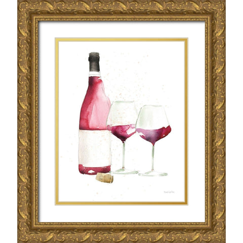 Pop the Cork I No Words Gold Ornate Wood Framed Art Print with Double Matting by Charro, Mercedes Lopez