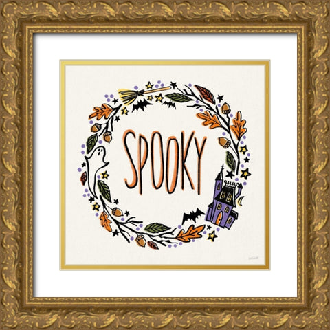 Halloween Wreath I Gold Ornate Wood Framed Art Print with Double Matting by Tavoletti, Anne