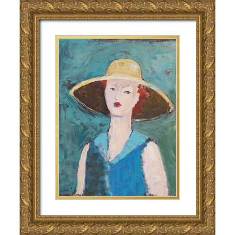 Flea Market Portrait II Blue Gold Ornate Wood Framed Art Print with Double Matting by Tillmon, Avery