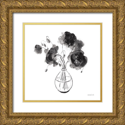 Garden Cuttings II Black Gold Ornate Wood Framed Art Print with Double Matting by Nai, Danhui