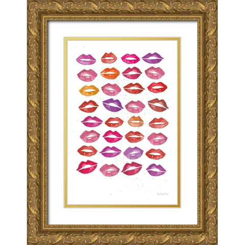 Kiss Me Quick No Words Gold Ornate Wood Framed Art Print with Double Matting by Charro, Mercedes Lopez