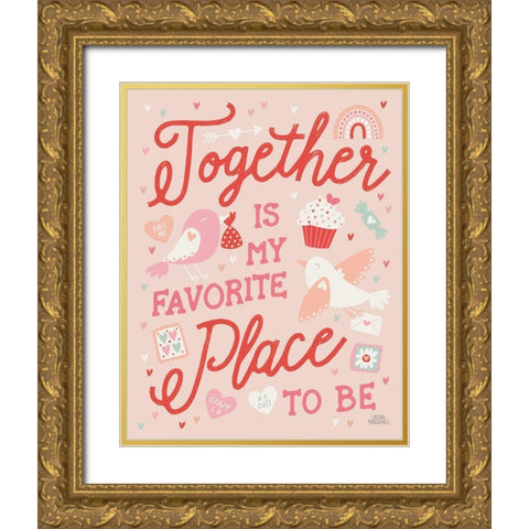 Lovebirds V Gold Ornate Wood Framed Art Print with Double Matting by Marshall, Laura