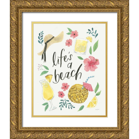 Lifes a Beach I Gold Ornate Wood Framed Art Print with Double Matting by Jackson, Jenaya