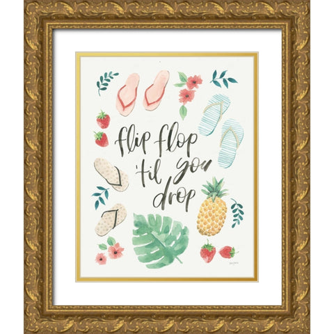 Lifes a Beach II Gold Ornate Wood Framed Art Print with Double Matting by Jackson, Jenaya