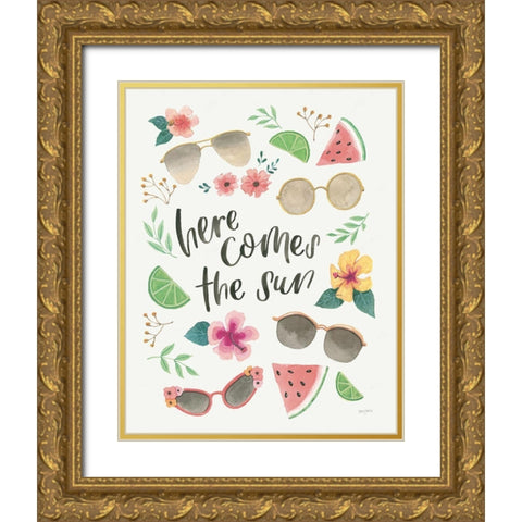 Lifes a Beach III Gold Ornate Wood Framed Art Print with Double Matting by Jackson, Jenaya