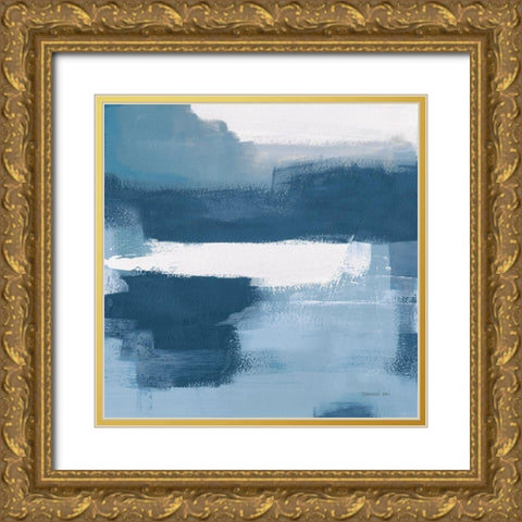 Escalante Mood Blue and White Sq Gold Ornate Wood Framed Art Print with Double Matting by Nai, Danhui
