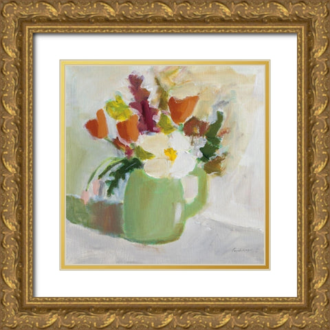 Spring in a Green Pitcher Gold Ornate Wood Framed Art Print with Double Matting by Munger, Pamela