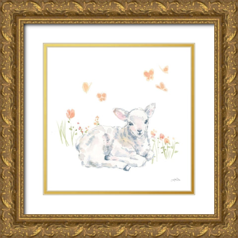 Spring Lambs III Gold Ornate Wood Framed Art Print with Double Matting by Pete, Katrina