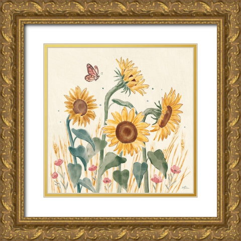 Sunflower Season II Bright Gold Ornate Wood Framed Art Print with Double Matting by Penner, Janelle