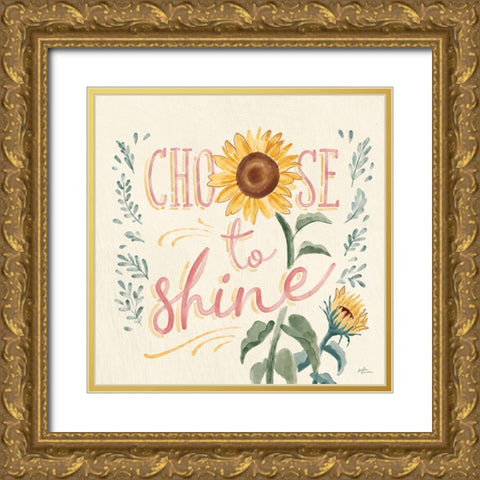 Sunflower Season VII Bright Gold Ornate Wood Framed Art Print with Double Matting by Penner, Janelle