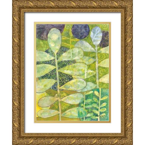 Rising Green III Gold Ornate Wood Framed Art Print with Double Matting by Lovell, Kathrine
