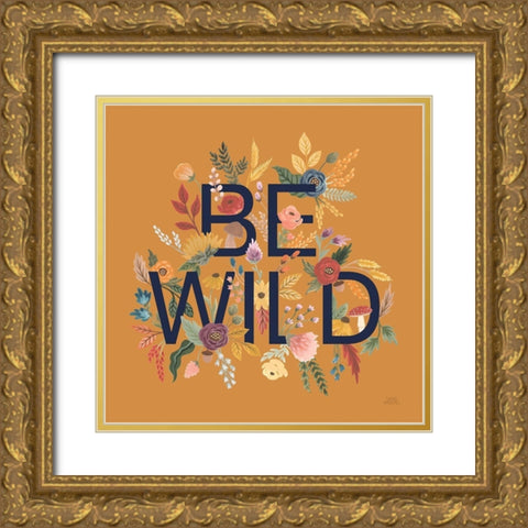 Harvest Garden II Dark Blue Letters Gold Ornate Wood Framed Art Print with Double Matting by Marshall, Laura