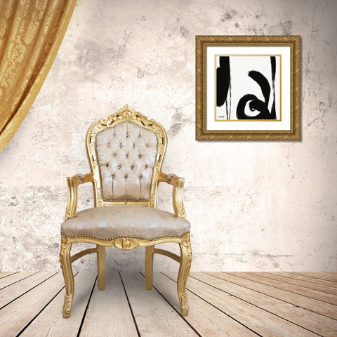 Black and White Abstract IV Gold Ornate Wood Framed Art Print with Double Matting by Tavoletti, Anne