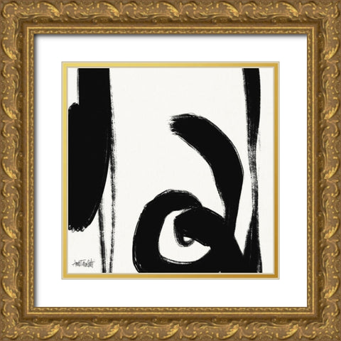Black and White Abstract IV Gold Ornate Wood Framed Art Print with Double Matting by Tavoletti, Anne