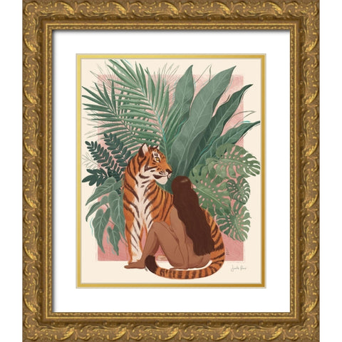 Majestic Cats II Gold Ornate Wood Framed Art Print with Double Matting by Penner, Janelle