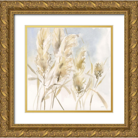 Pampas Grasses Gold Ornate Wood Framed Art Print with Double Matting by Pete, Katrina