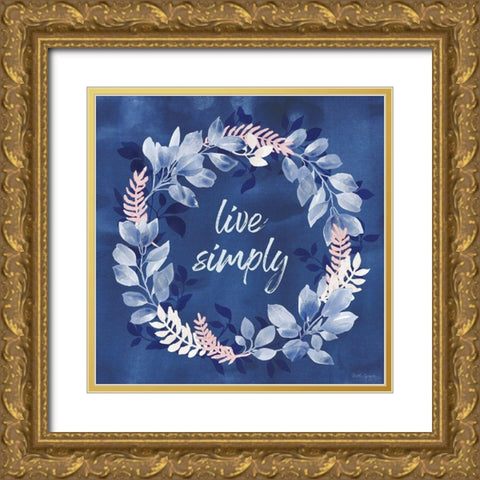Indigo Petals IV Gold Ornate Wood Framed Art Print with Double Matting by Grove, Beth