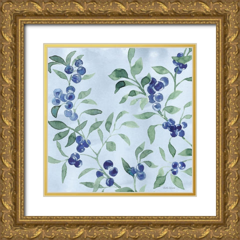 Indigo Petals VII Gold Ornate Wood Framed Art Print with Double Matting by Grove, Beth