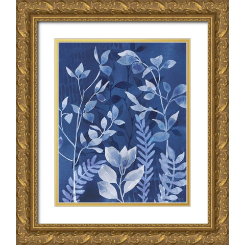 Indigo Petals X Gold Ornate Wood Framed Art Print with Double Matting by Grove, Beth