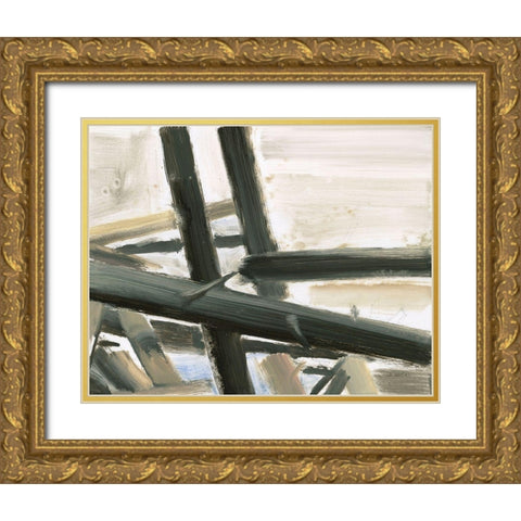 Neutral Abstract Gold Ornate Wood Framed Art Print with Double Matting by Wiens, James