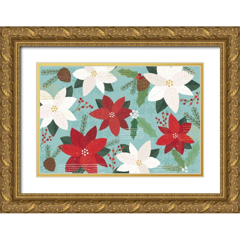 Mod Holiday I Gold Ornate Wood Framed Art Print with Double Matting by Charron, Veronique