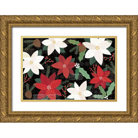 Mod Holiday I Dark Gold Ornate Wood Framed Art Print with Double Matting by Charron, Veronique