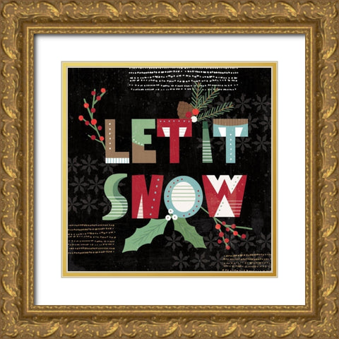 Mod Holiday VII Dark Gold Ornate Wood Framed Art Print with Double Matting by Charron, Veronique