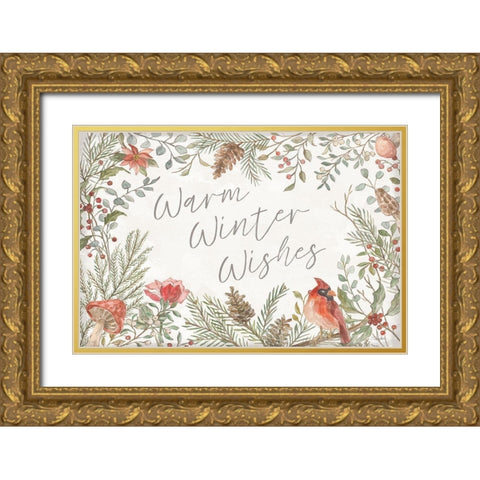 Woodland Christmas I Gold Ornate Wood Framed Art Print with Double Matting by Vassileva, Silvia